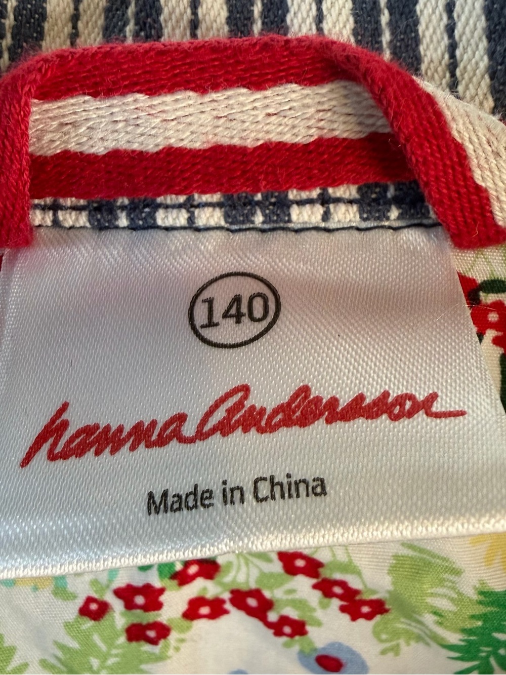 Hanna Andersson Blue & White Striped Jean-Style Jacket with Floral Lining - Picture 3 of 6